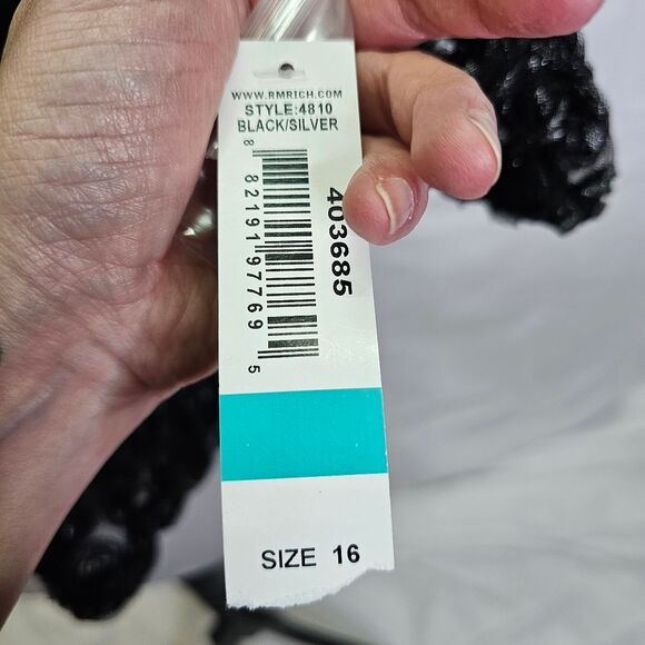 R&M Richards Black/Silver Floral Bolero Style Dressy Jacket Size 16 - Picture 5 of 11